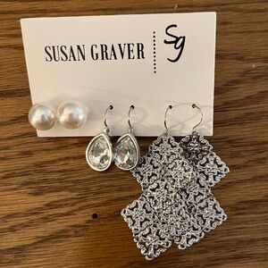 Susan Graver QVC 3 Pair Earring Set